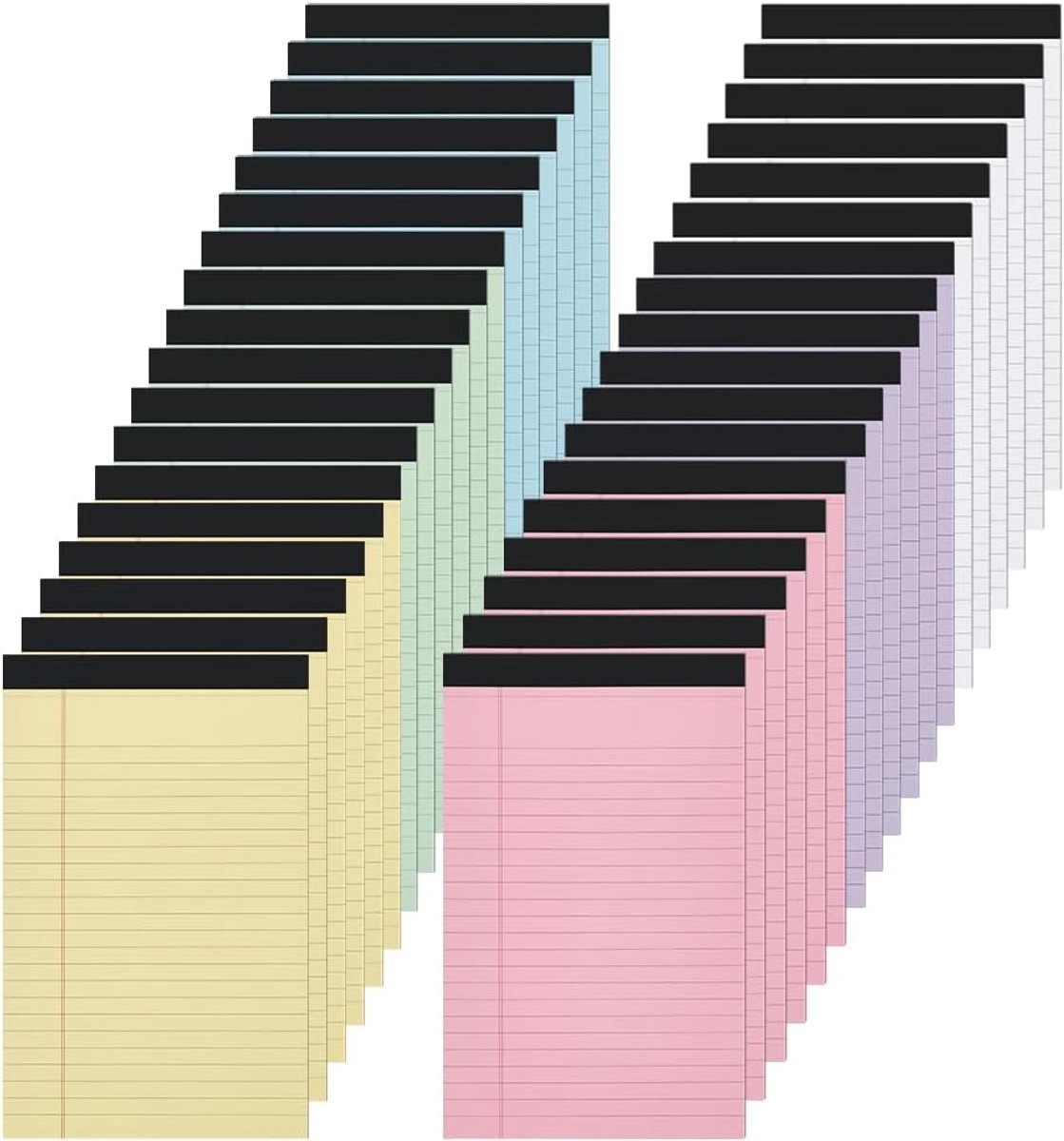 Notitieblokken, 20,4 x 12,7 cm, 30 vellen, kleine juridische notitieblokken, veelkleurig, schrijfblokken met smalle lijnen, kantoorbenodigdheden voor thuis, kantoor, zaken, studie
