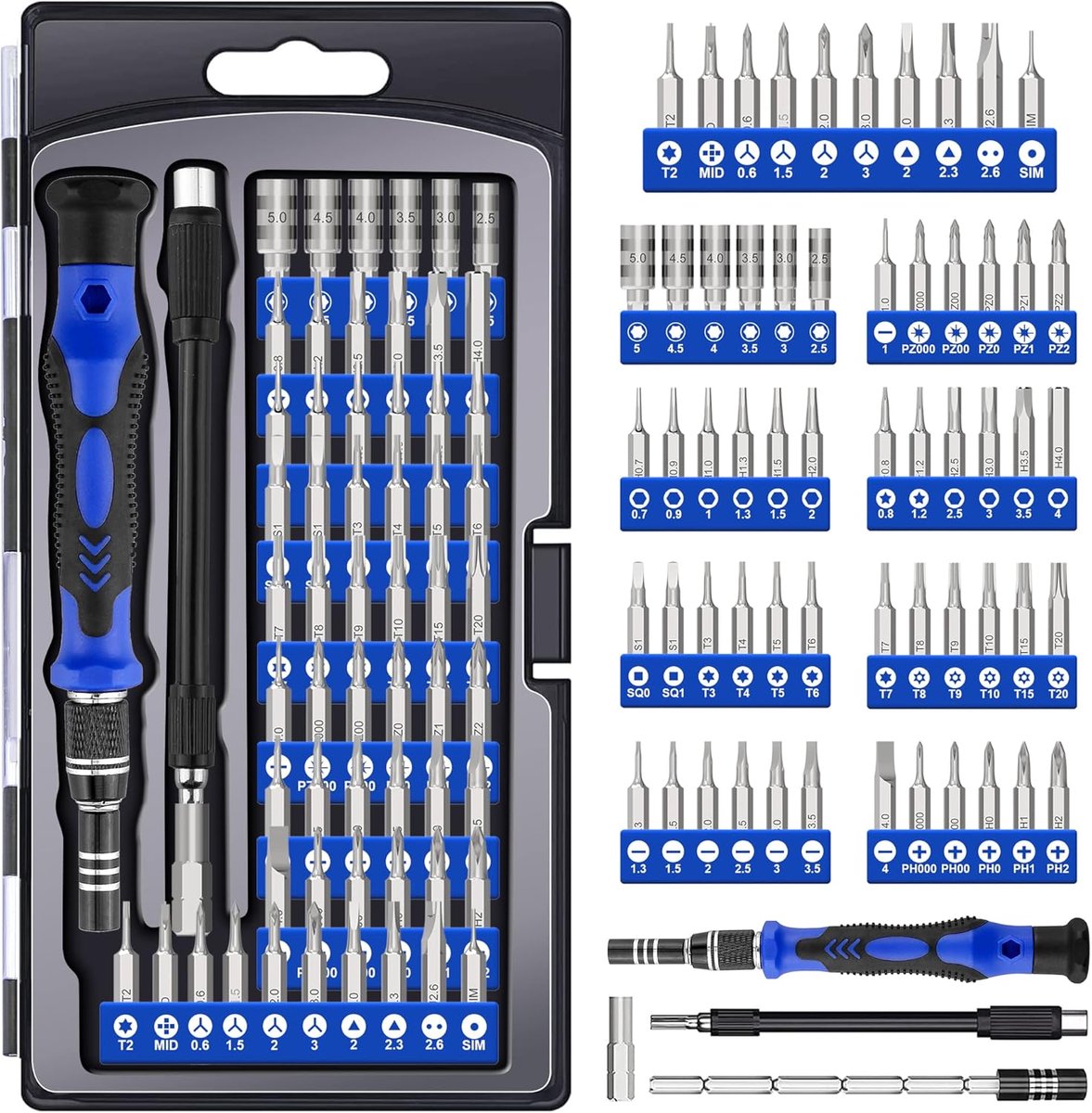 62 in 1 Precisie Schroevendraaierset, Magnetische Mini Precisie Gereedschapset, Reparatie Gereedschapset voor Computer, iPhone, iPad, Laptop, PS4, PS5, Xbox, Smartphone, MacBook enz.