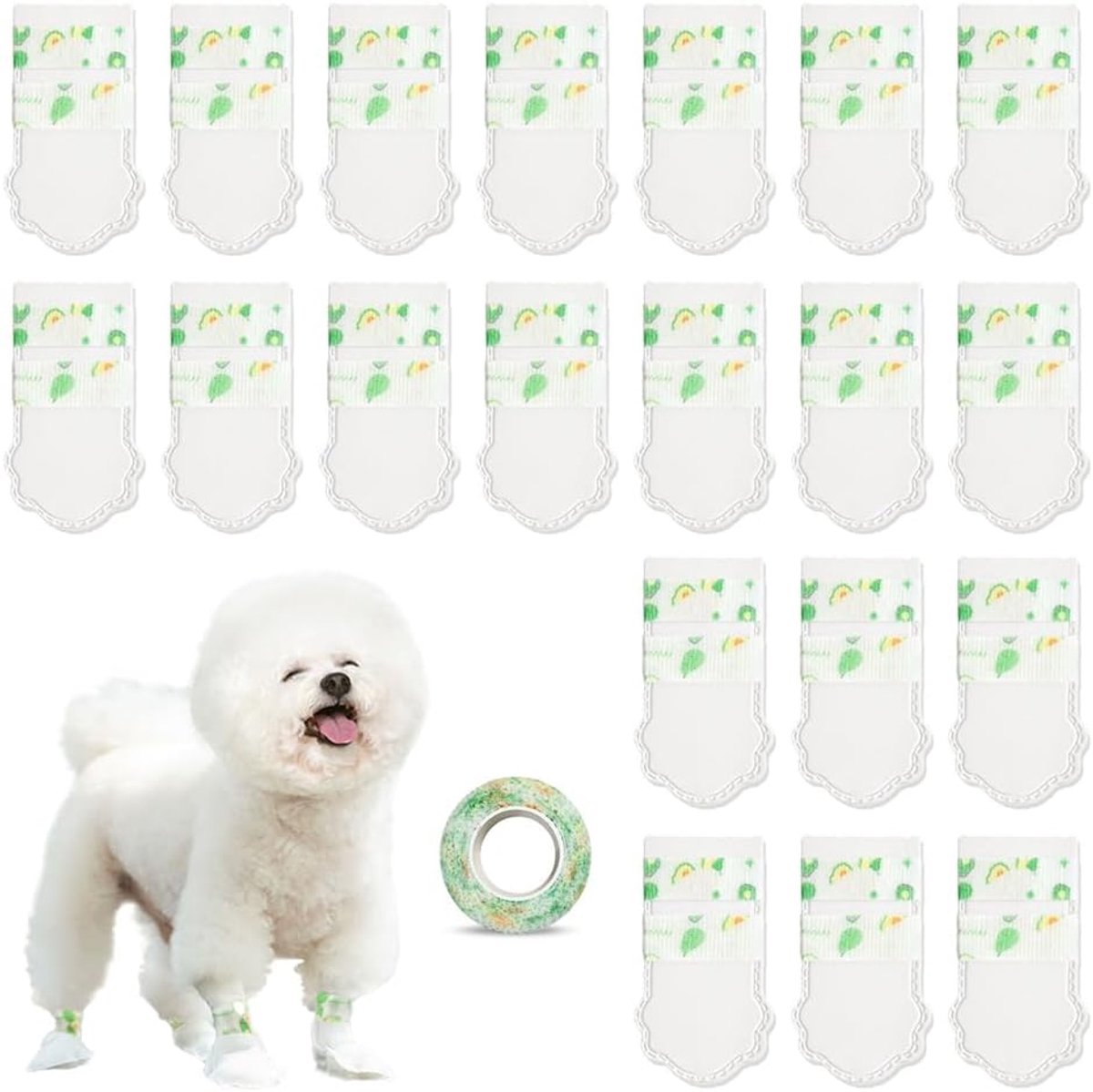 Schoenen voor honden, waterdichte laarzen voor honden, antislip sokken voor honden met zacht verband, pootbescherming, kleine honden, groen, S