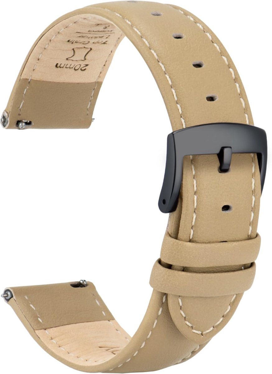 Lederen horlogebandjes Quick Release, elegante en zachte topnerf echt lederen horlogeband voor mannen vrouwen, 22 mm 21 mm 20 mm 18 mm 16 mm vervangende banden voor horloge en smartwatch