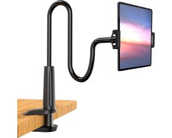Tablethouder met zwanenhals, houder voor tablet, verstelbaar, voor iPhone Series/Huawei/Amazon Kindle Fire HD en Plus-zilver, mobiele telefoonhouder, opvouwbaar, 360 graden draaibaar