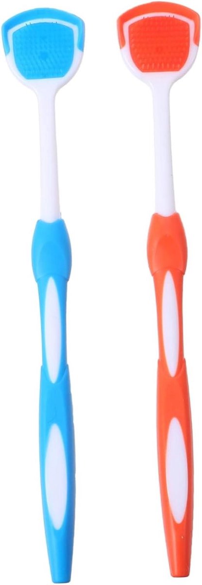Tongreiniger Set - Tongschraper Mondreiniger - Frisse Adem - Nanoplastic Materiaal - 2 Stuks - Oranje