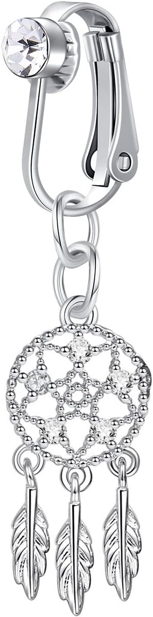 2-3 stuks nepnavelringen, clip-on navelpiercing chirurgisch staal, nepbuikstaafjes met hart, vlinder, CZ bengelen nepnavelringen, niet-doorboorde piercingsieraden