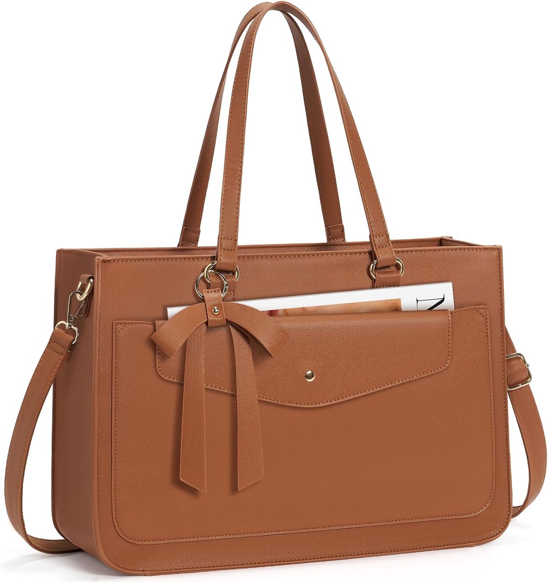 Laptoptassen voor vrouwen 15,6 inch werktas laptop draagtassen zakelijke aktetas met clutch dames handtas grote computertas PU leer