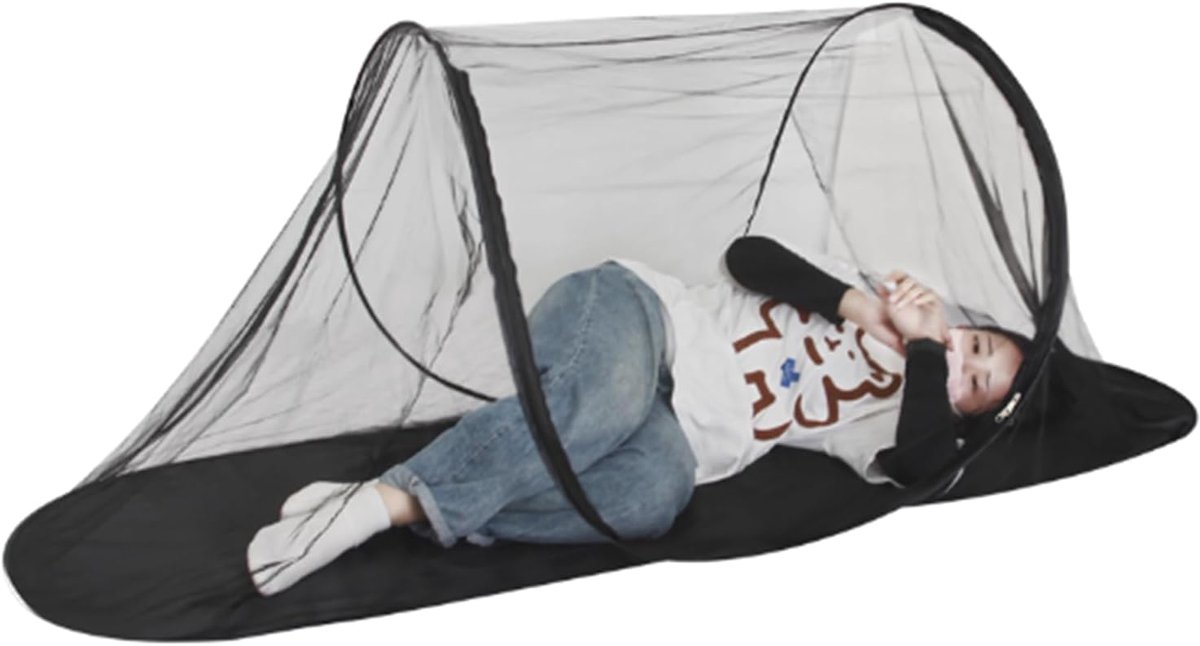 Snel Opvouwbare Klamboe - Draagbare Campingtent en Pop-up Bed voor Thuis en Outdoor Camping (Zwart)