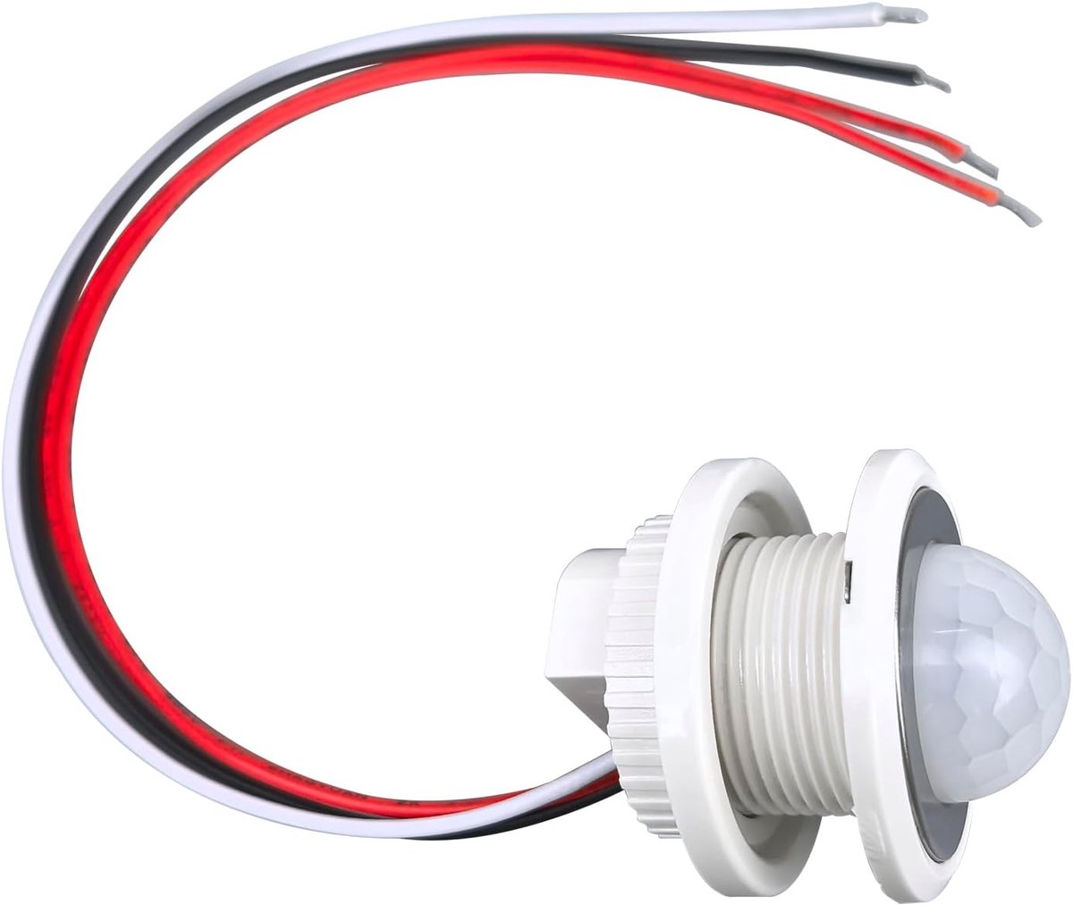 12V bewegingsmelder met daglichtsensor, DC5-24V 60W PIR-bewegingssensor voor LED-verlichting, automatische lichtregeling, 3 modi & instelbare vertragingstijd, diameter 26mm (wit)