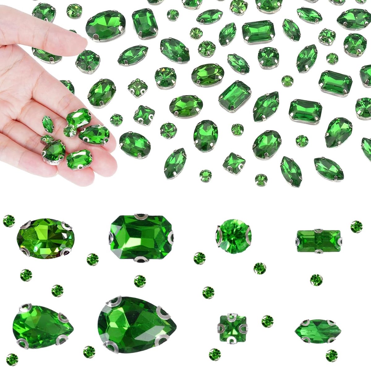 240 stuks strass-steentjes om op te naaien, grote strass-steentjes om op te naaien, sierstenen, kleding, handgenaaid, platte achterkant, glitterstenen, accessoires voor doe-het-zelf kleding, schoenen