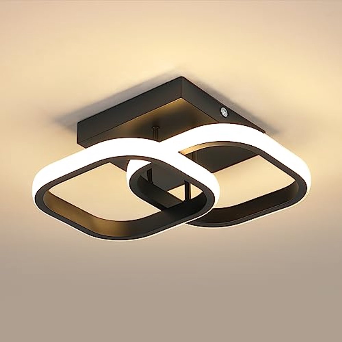 Riserva LED Plafondlamp Modern - Zwart - 22W 2475lm - Warm Wit 3000K - Vierkant Design - LED Plafondlamp voor Woonkamer en Slaapkamer