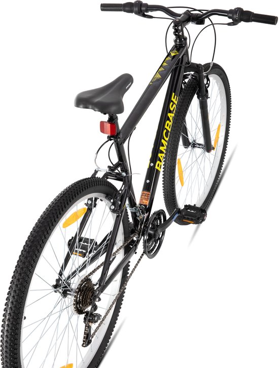 BAMCBASE Agave Voorvering Mountainbike - 29 inch - Carbonstalen Frame - 18 Versnellingen - Handrem - V-Brake - Spatborden - Grijs - Geschikt voor buitenactiviteiten in de lente van Bamcbase — afbeelding 5