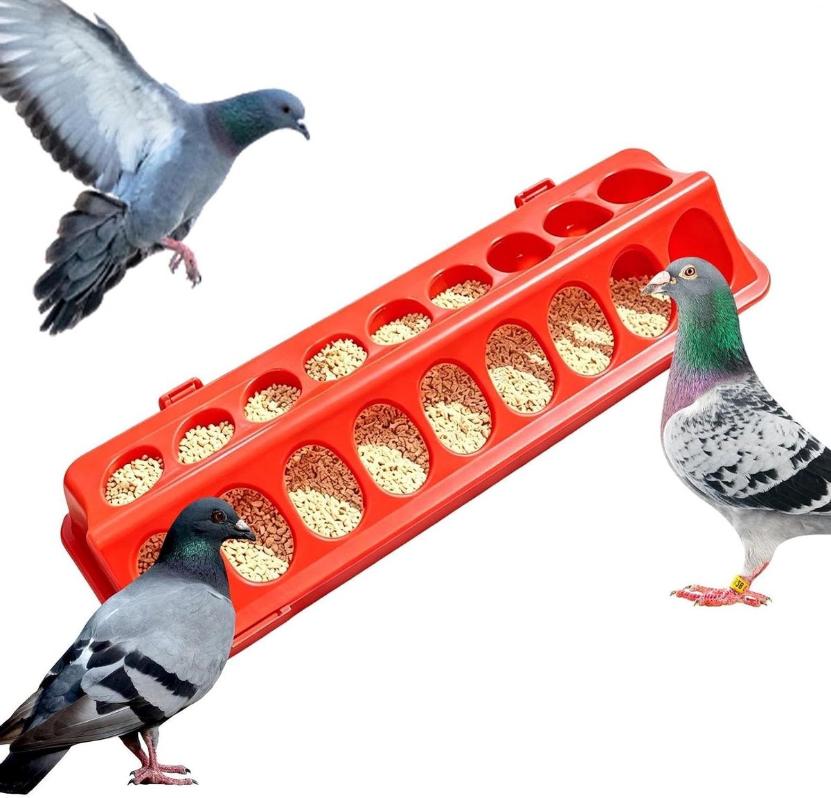 Voederbak Gevogelte - Voerdispenser Vogel - Efficiënt Voeren - Weerbestendig Ontwerp - 20x30x20 cm - Grijs