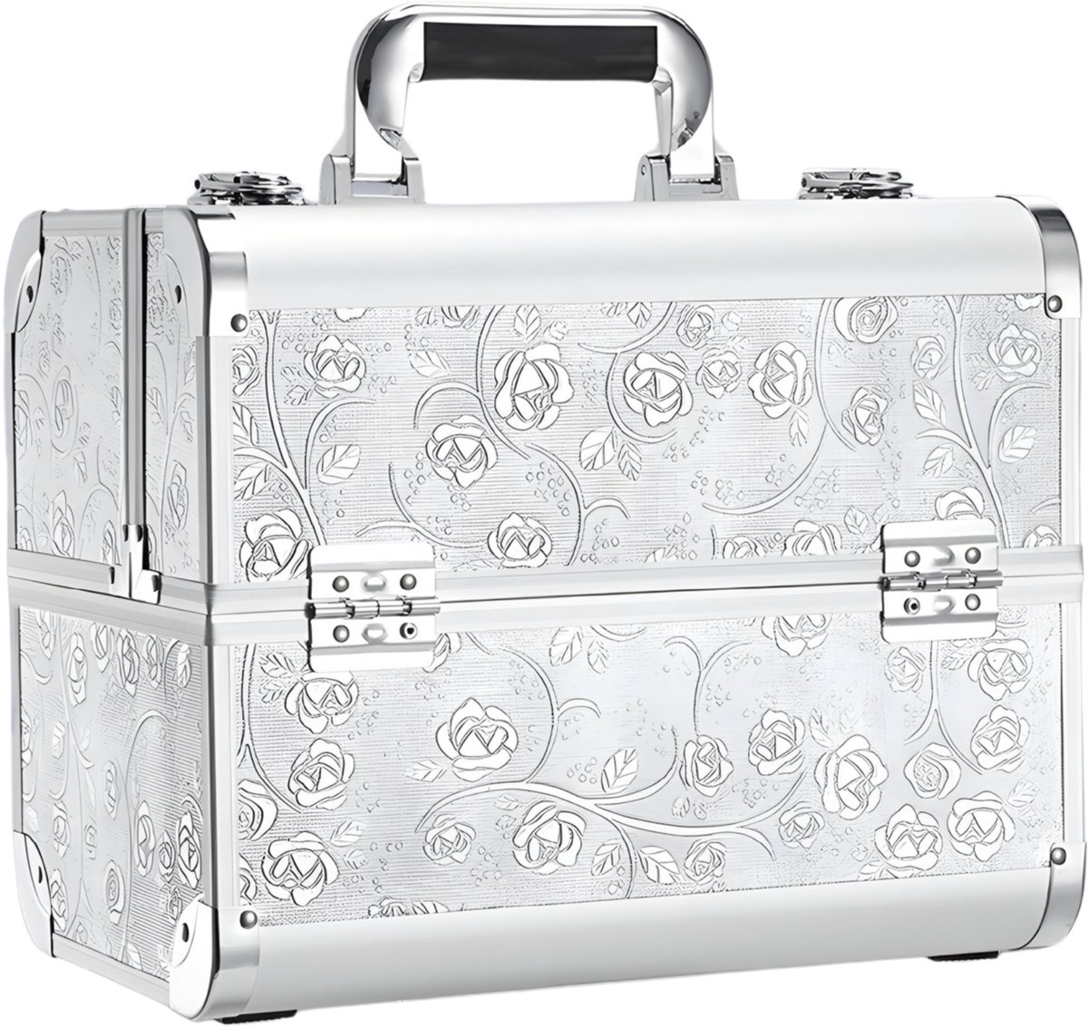 Professional Vanity Case Large Makeup Box Lockable Makeup Case Beauty Organiser Cosmetic Make Up Organiser Box 4 Trays With Keys