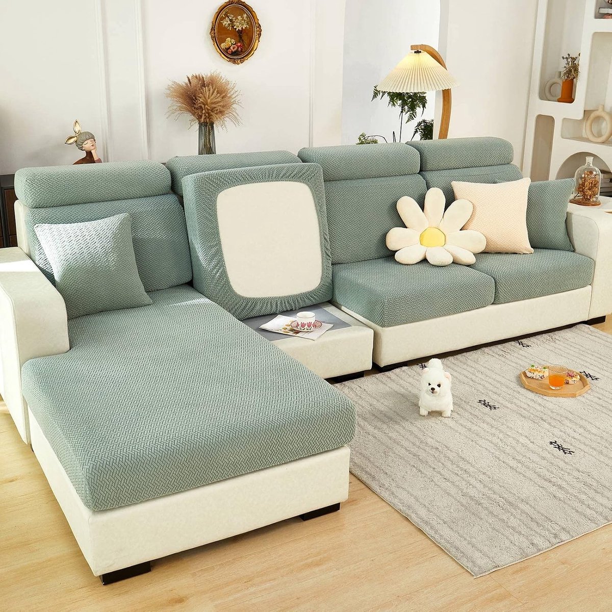 Verstelbare en Elastische Sofa Cover voor L-vormige Bank, Universele Anti-Slip Bescherming voor Meubels, Ideaal voor Woonkamer en Interieurdecoratie