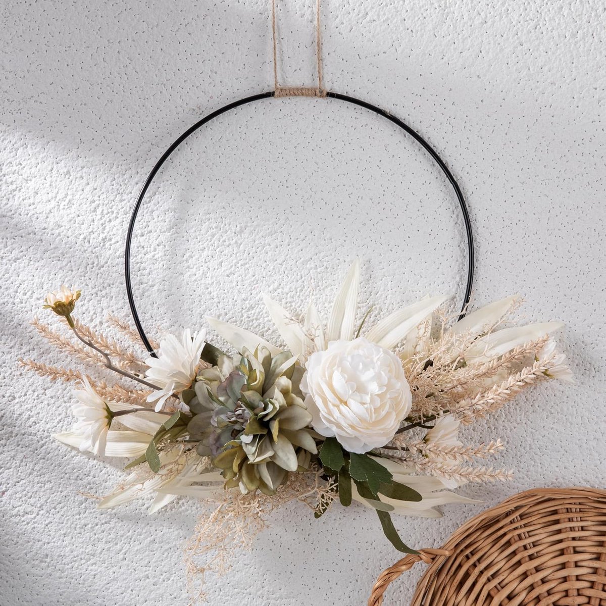 LOMOHOO Door Wreath Wreath Decoration, Artificial Flowers Wreath Garland Welcome Garland Door Wreath Autumn Wall - ShopVlot