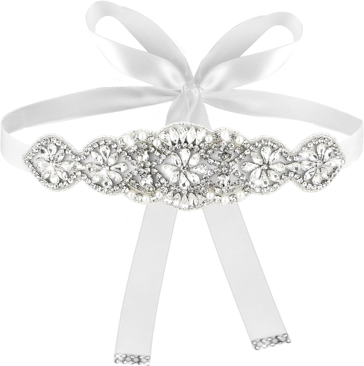 Damesriem met parels, bruidsmeisje, elegante tailleband, verstelbare witte strikriem voor jurk