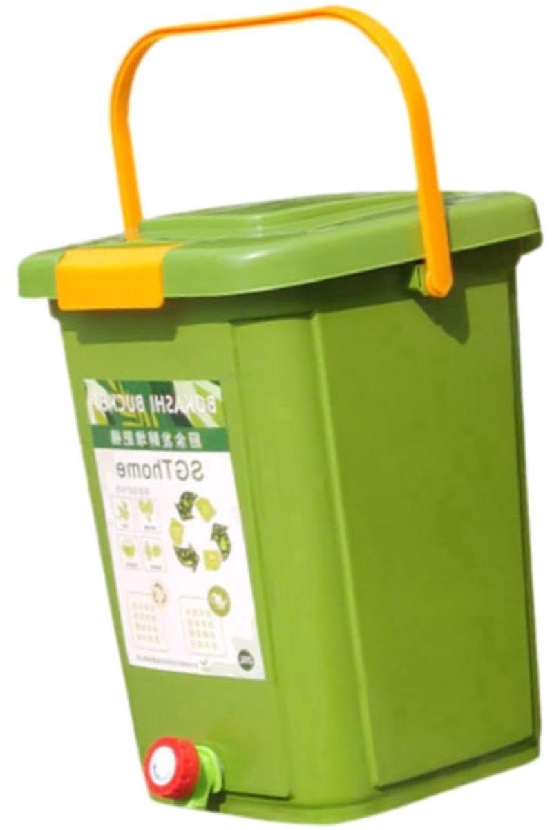 Compostbak Keuken - Afvalbak Tuin - Afval Scheiden - Afsluitbaar Deksel - 15 Liter - Zwart