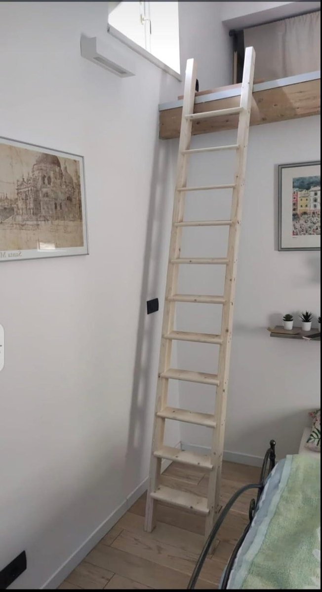 Houten Stepladder - Vlizotrap Zolder - Veilig Bereiken - Massief Hout - 170 cm Hoog - Natuurlijk Hout