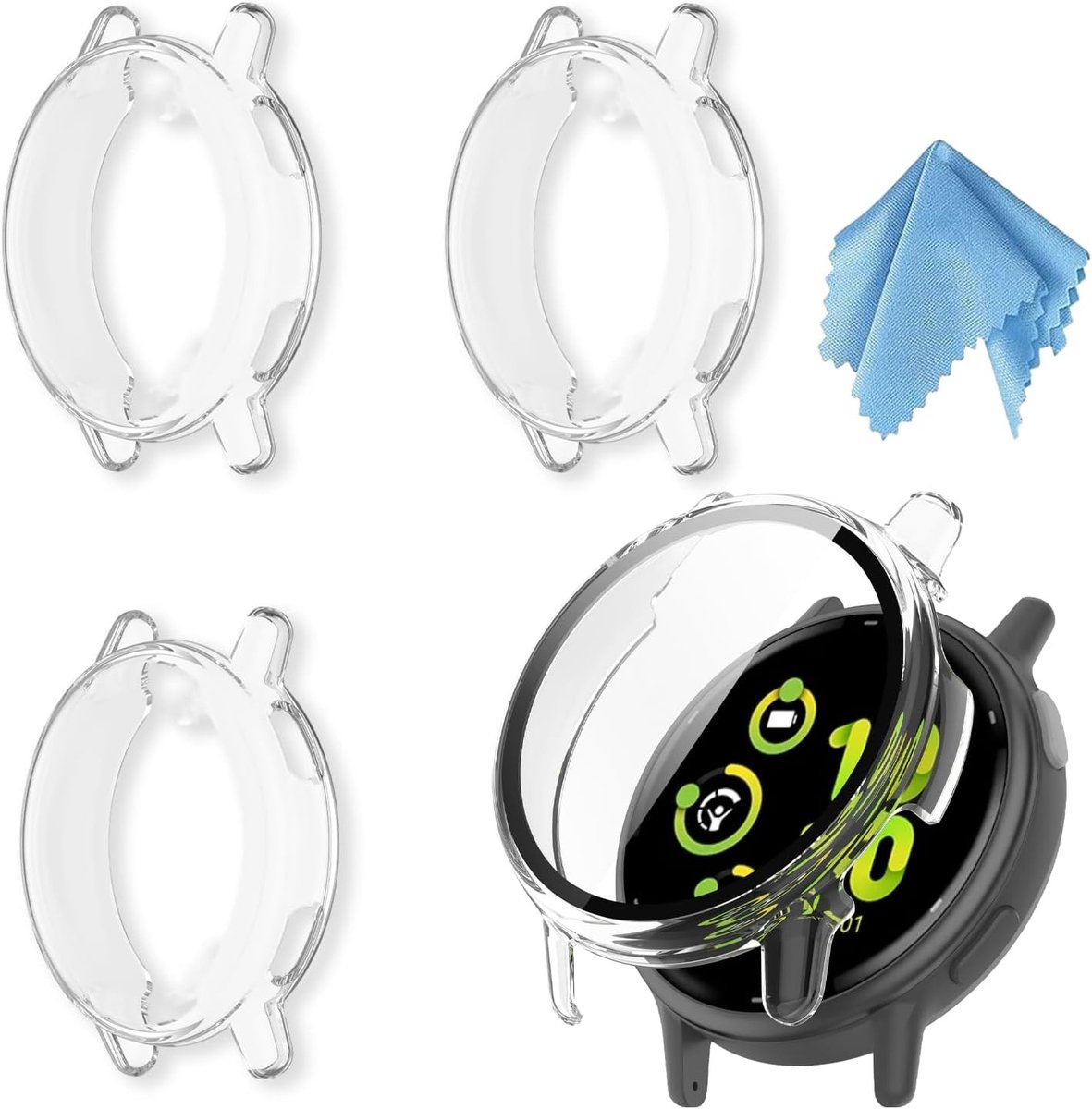 Drie Stuks Transparante Soft TPU Beschermhoes voor Smartwatch met Schoonmaakdoekje voor Schermbescherming Thuis of Buiten
