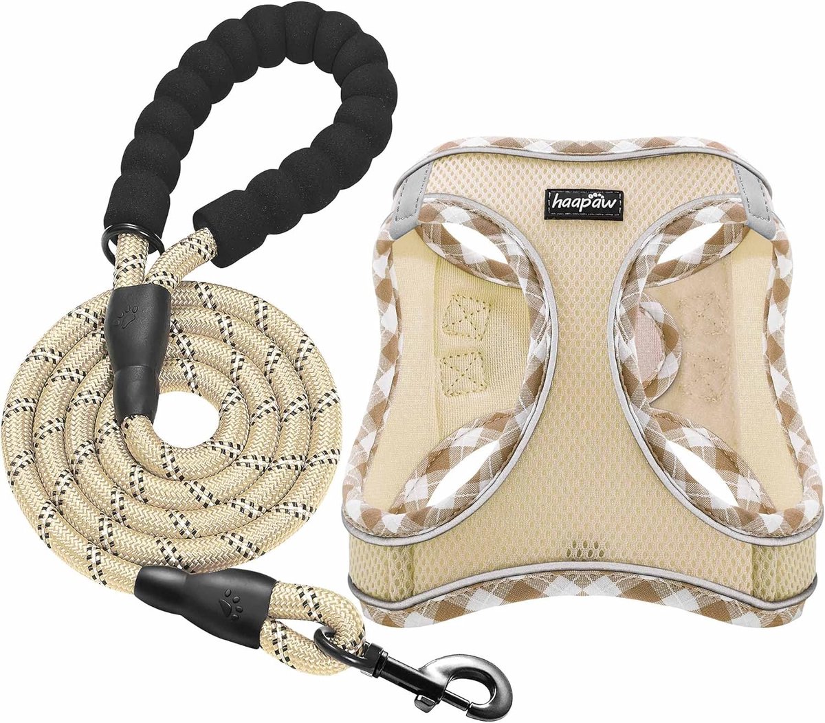 SnelShoppen - Verstelbaar hondenharnas met lijn, reflecterend step-in puppyharnas voor extra kleine en middelgrote honden, dik gevoerd vest, ideaal vo