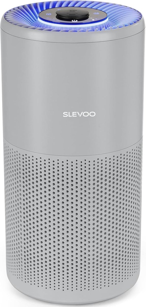 Luchtreiniger voor Grote Ruimtes tot 102m² - H13 HEPA Filter - Stil 23dB - Aromatherapie - Timer - 4 Extra Filters - Grijs