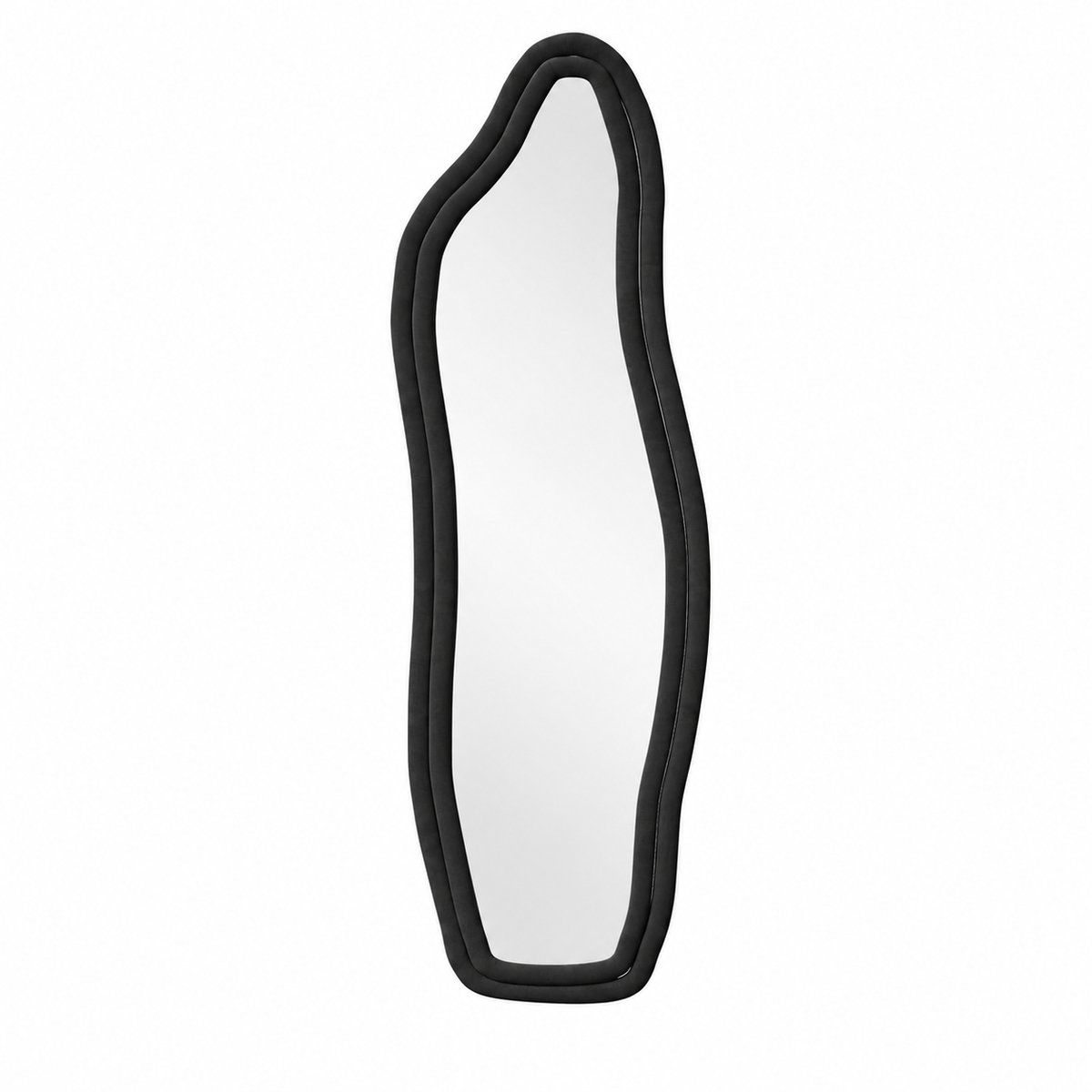 CORE Vloerspiegel - Passpiegel over de Volledige Lengte - Organisch Gevormde Design Spiegel - Vrijstaande of Wandgemonteerde Spiegel - High Definition Spiegel voor Slaapkamer, Kleedkamer, Hal en Woonkamer - 160x50cm - Modern zwart