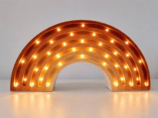 Nachtlamp Regenboog Bruin - Kinderkamer - Babykamer - LED-Verlichting - Hout - Handgemaakt - Lamp - Lichtenhout.nl van Lichtenhout.nl — afbeelding 2