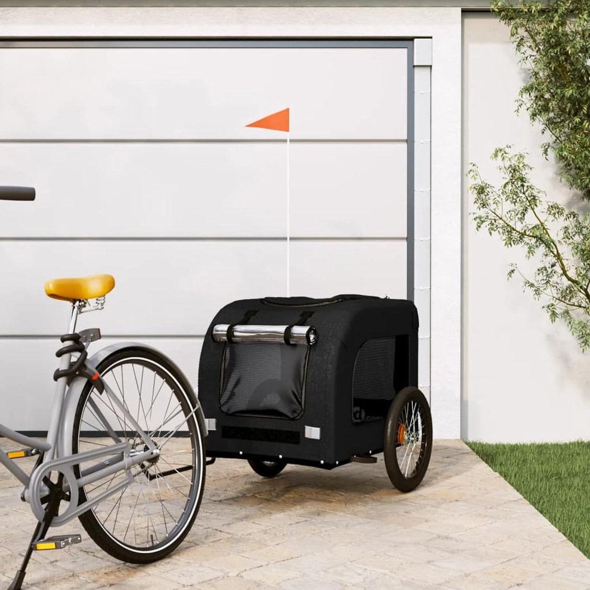 Fietskar voor honden - Hondenkar - Veilig vervoer - Waterdichte hoes - 93 cm lang - Zwart