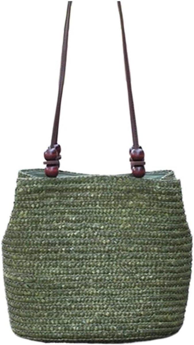 Strandtas Gevlochten Tas - Zomer Schoudertas - Casual Winkelen - Handgemaakt Ontwerp - 33 x 30 x 10 cm - Natuurlijk