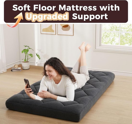 Vloermatras - Opvouwbaar matras - Logeren - Dubbellaags schuim - 190x97x10cm - Donkergrijs — afbeelding 5