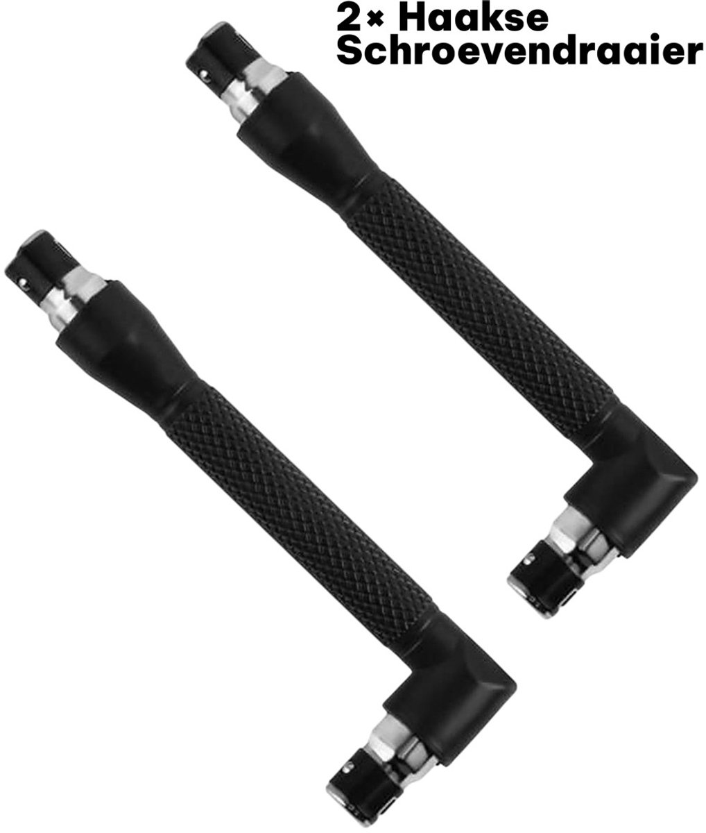 Han‑Bar® 2× Haakse Schroevendraaier – Haakse Adapter / Hoekbithouder – 90° Handschroevendraaier voor Krappe Ruimtes