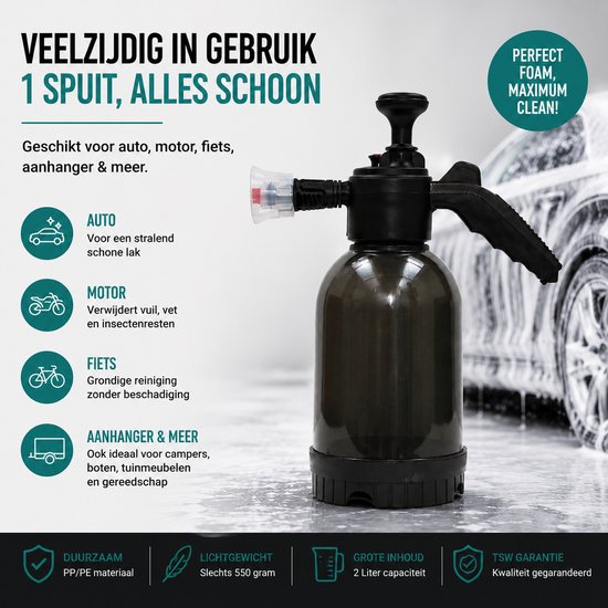 Veelzijdige drukspuit voor auto, motor, fiets, aanhanger & meer. Perfect foam, maximum clean!