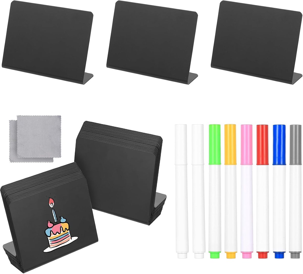 32 stuks mini-krijtbordborden voor voedseletiketten voor buffet, mini-krijtborden voor voedseldisplay krijtbordborden, kleine L-vorm prijskaartjes voor displayvoedselwinkel, bakkerij, bruiloftsfeest +