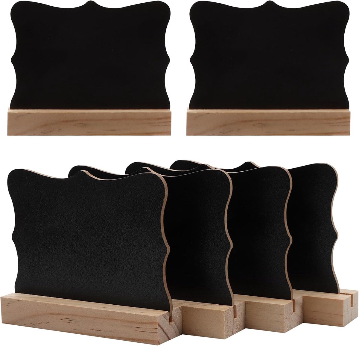 Set van 6 mini-krijtborden van hout, uitwisbaar, klein schoolbord om te schrijven, voor buffet, kunststof, voor bruiloft