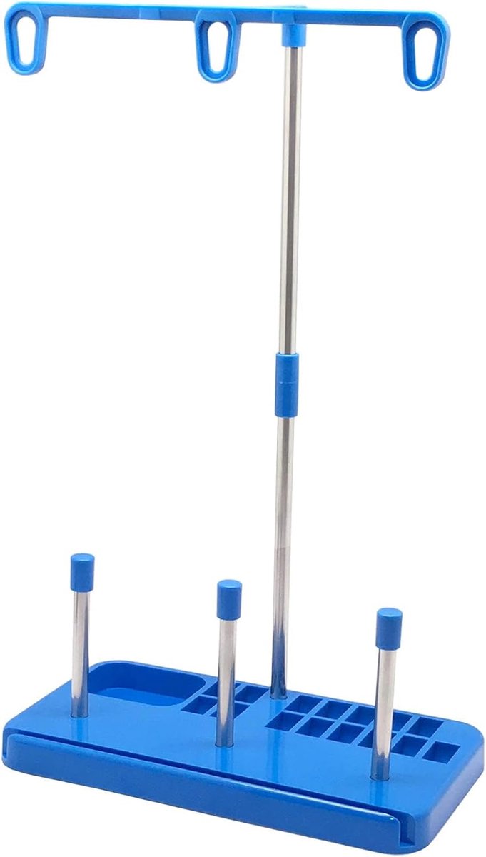 drie kegels spoelstandaard, plastic naaigarenhouder, 3 spoelen, houder, basisdraadrek voor huishoudelijke naaimachine, borduuraccessoires, blauw