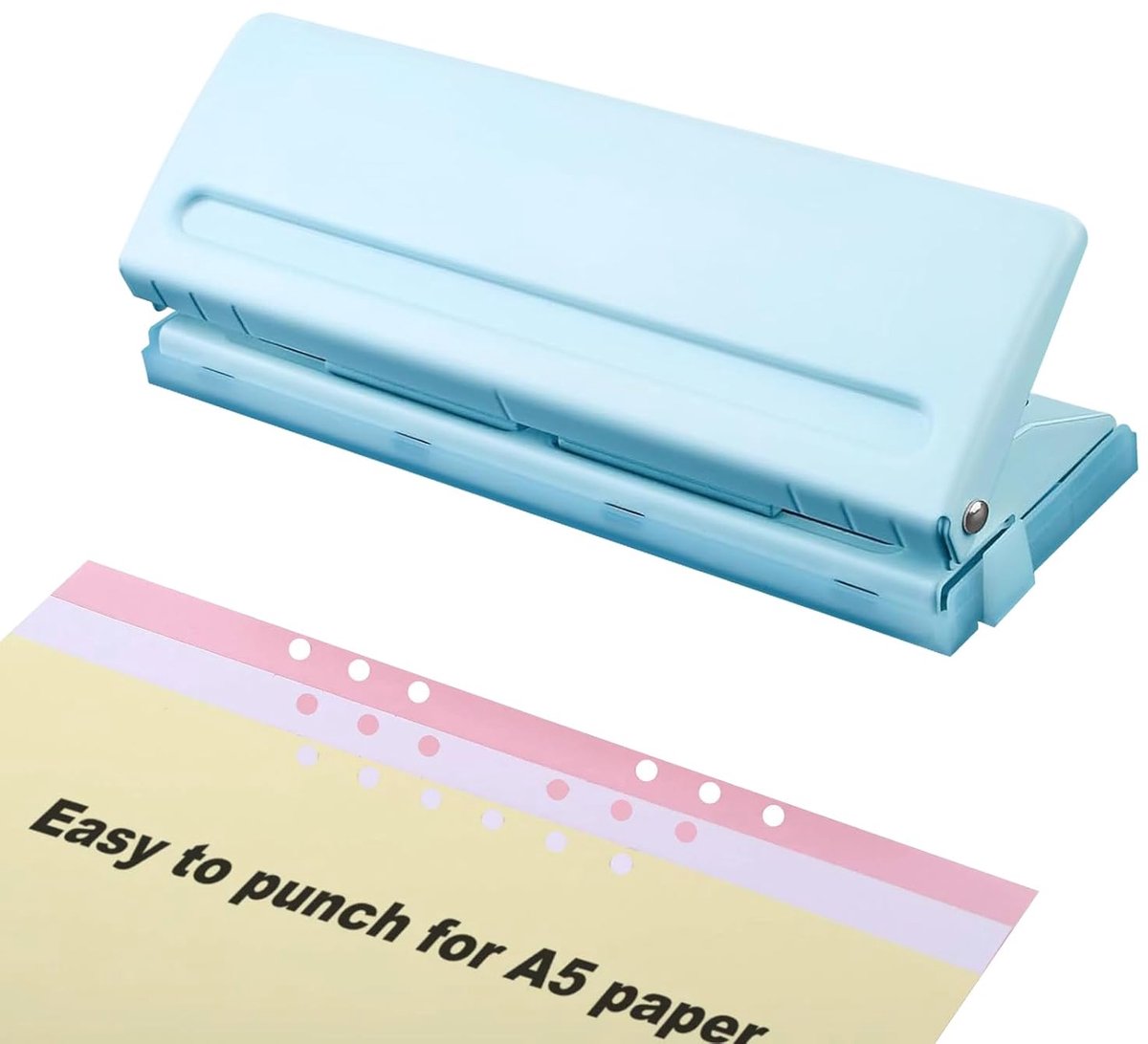 6-gaats perforator voor dagplanner en persoonlijke agenda, kantoorbindperforator, metalen perforator met verstelbare afstand, roestvrije perforator voor dagplanner, personeel, ringband en