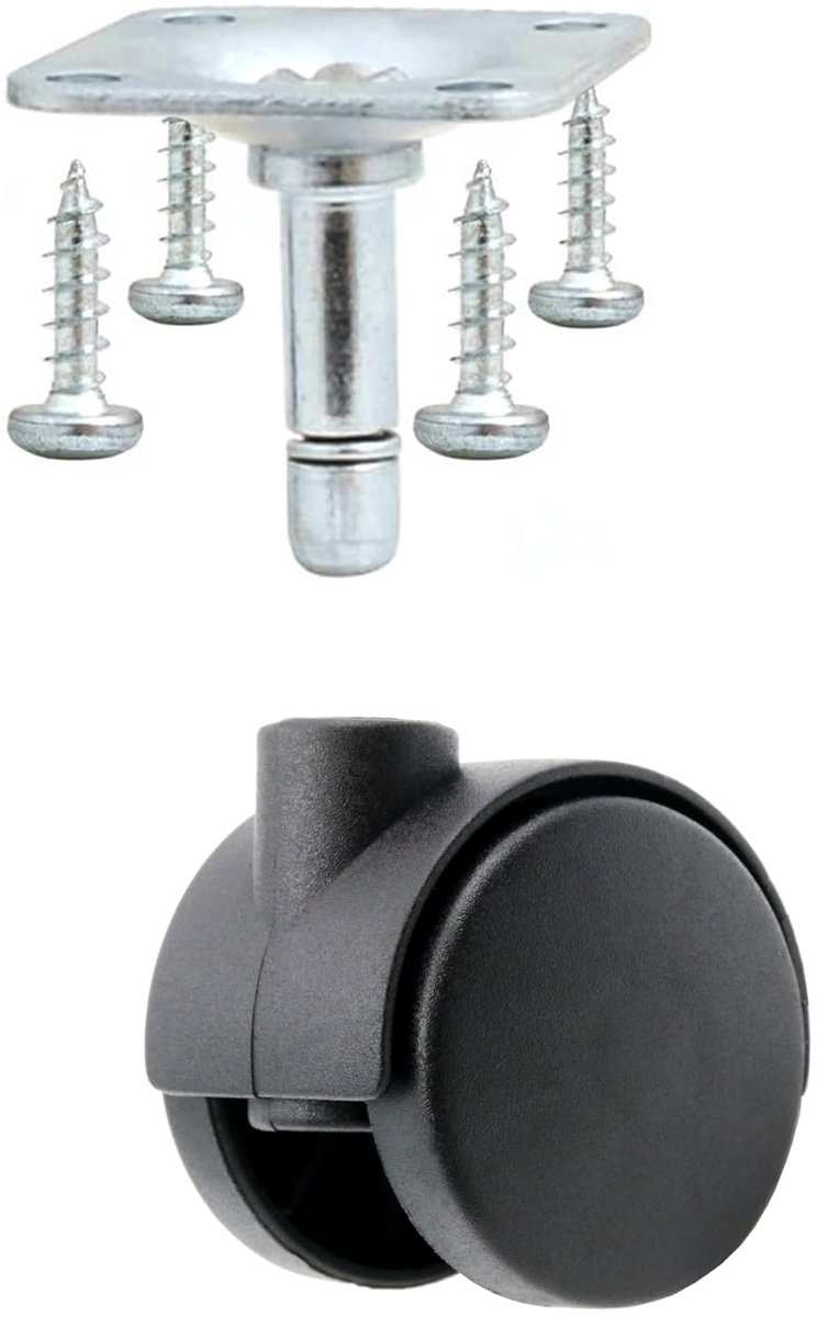 Set van 4 universele meubelwielen Ø 30 mm zwenkwielen wielen met schroefplaat + schroef