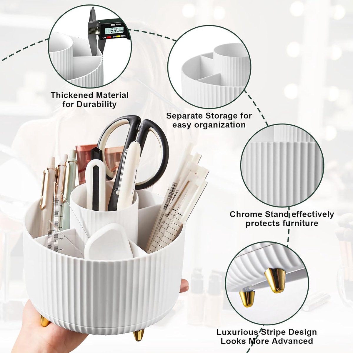 Make Up Organizer: 360° draaibare cosmetische organizer - penseelhouder met 5 vakken - cosmetische organizer voor make-up kwasten, cosmetica, nagellak, kunstenaarsbenodigdheden, make-up
