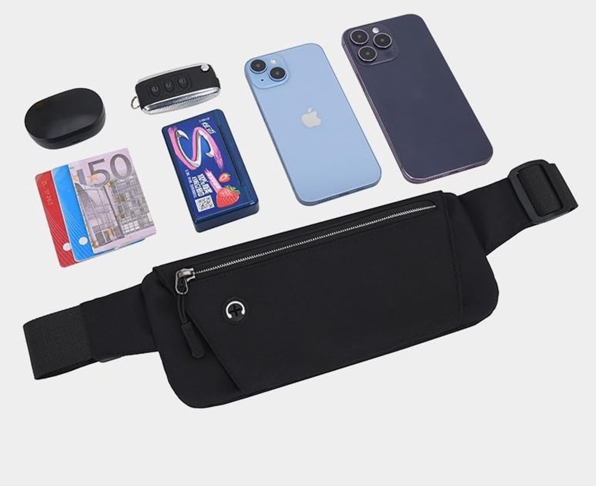 Heuptassen, heuptas voor hardlopen, fitnessheuptas voor mobiele telefoon, hardlooptelefoonsteun, jogginggordel voor heren en dames, zwart