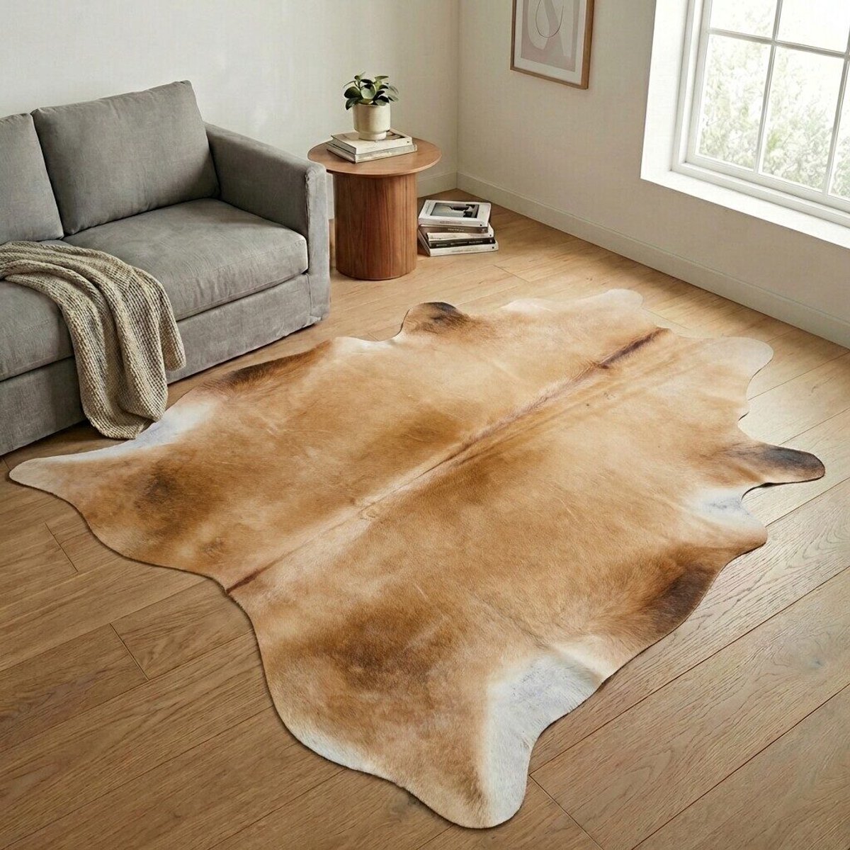 Koeienhuid Vloerkleed XXL (Extra Groot) - Effen-solid - 243 x 210 cm - Koeienkleed / Koeienvel / Dierenvel / Dierenhuid / Koehuid Tapijt