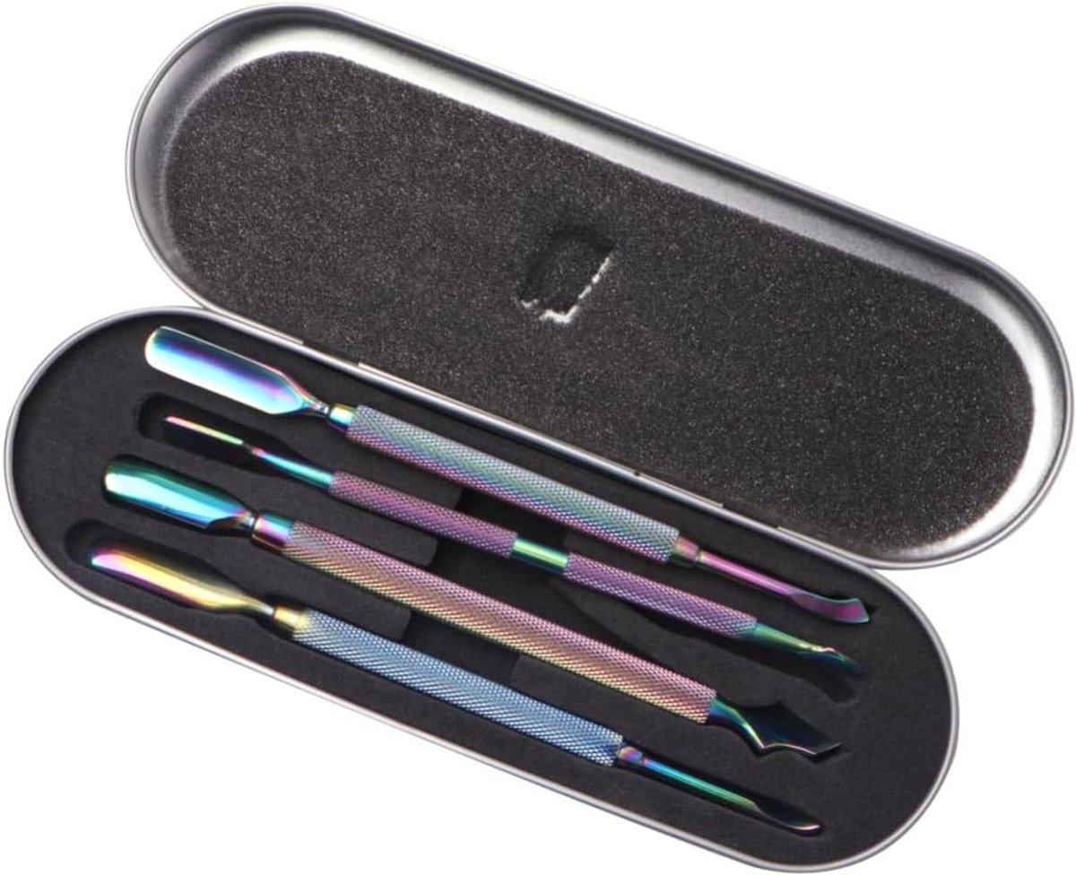 Manicure Tools Set - Nagelverzorging Set - Nagelriemen Verwijderen - 4-delig Set - 17.5 cm - Kleurrijk