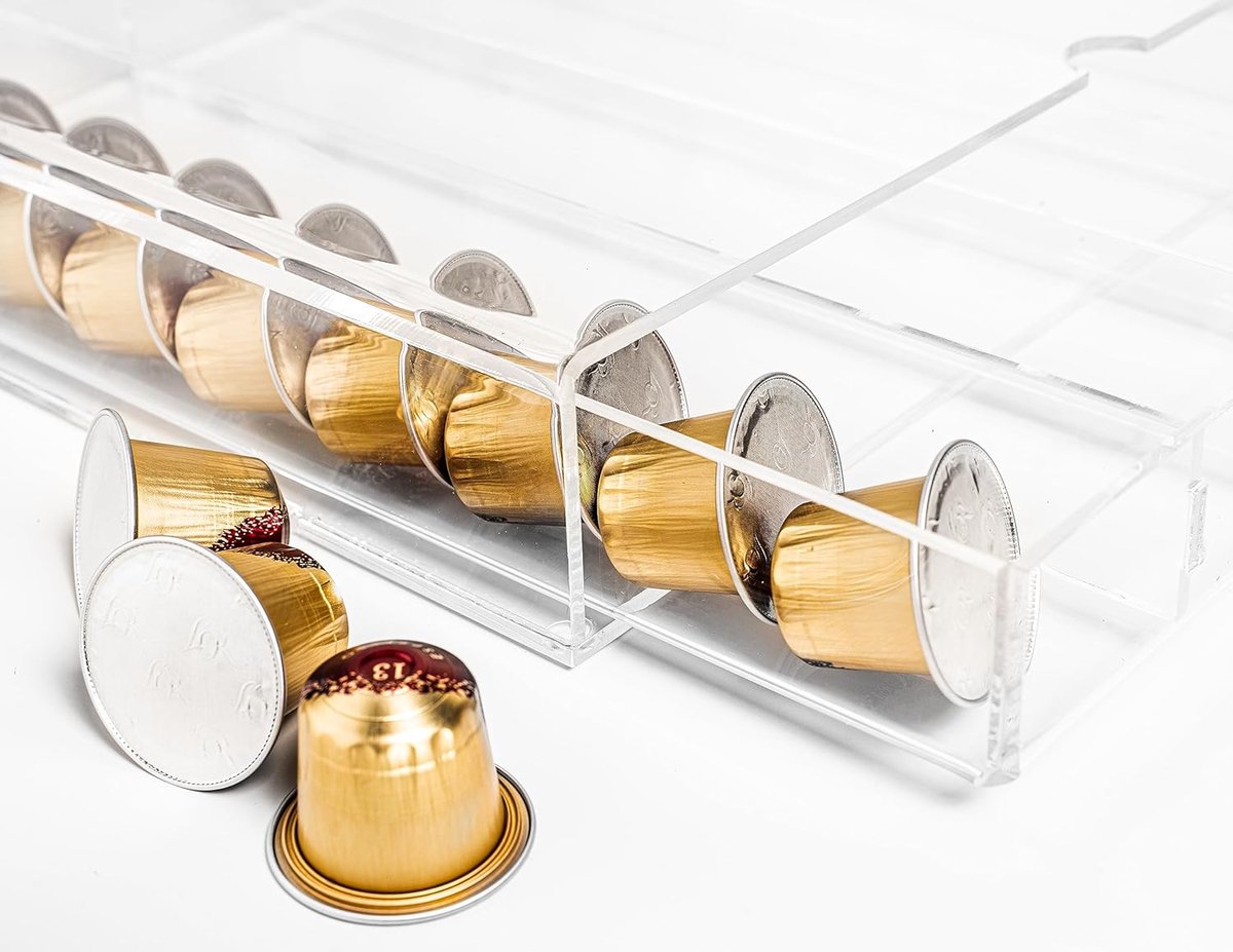 Lade voor koffiezetapparaat en capsulehouder van transparant plexiglas