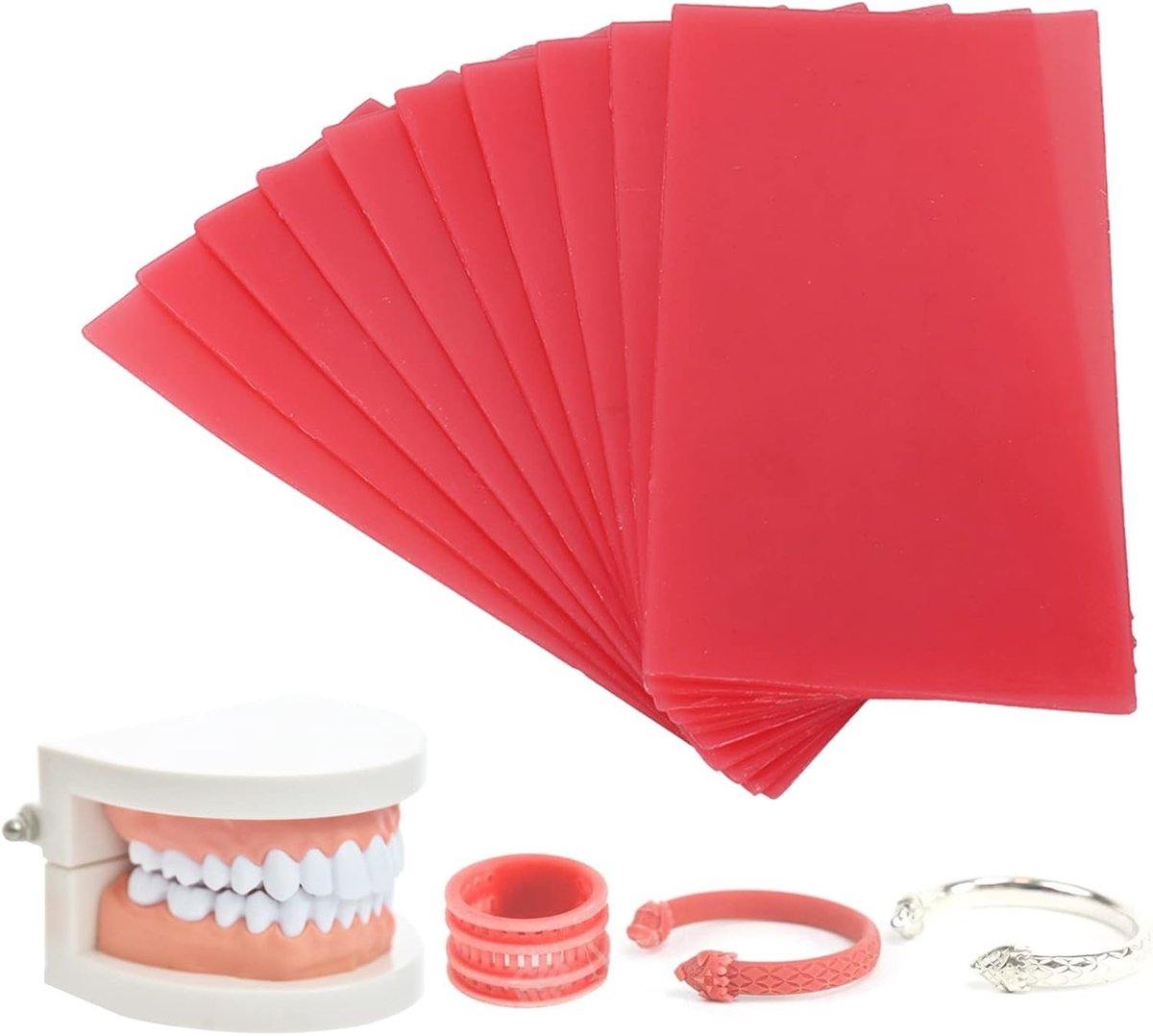 Plate Wax 10PCS, Red Utility Bite Wax Prothese Casting Wax Sheet voor Sieraden Carving Modellering | Lab-apparatuur(1.3mm(10块装）)