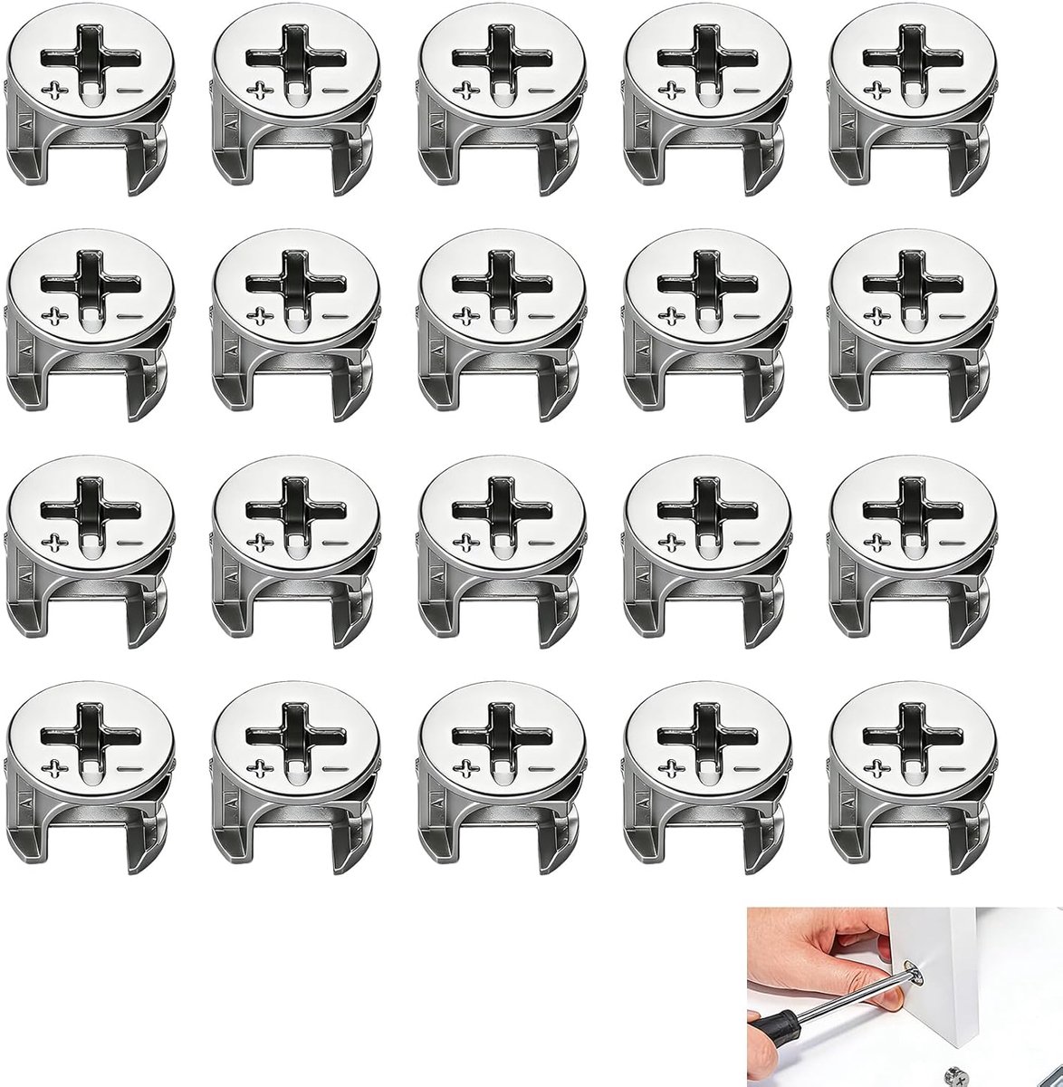Set van 20 excentrische meubelverbindingen, Came verbinding meubels zinklegering, moer Cam 15 mm voor kasten, laden, boekenkasten, accessoires montage meubels, duurzaam en robuust