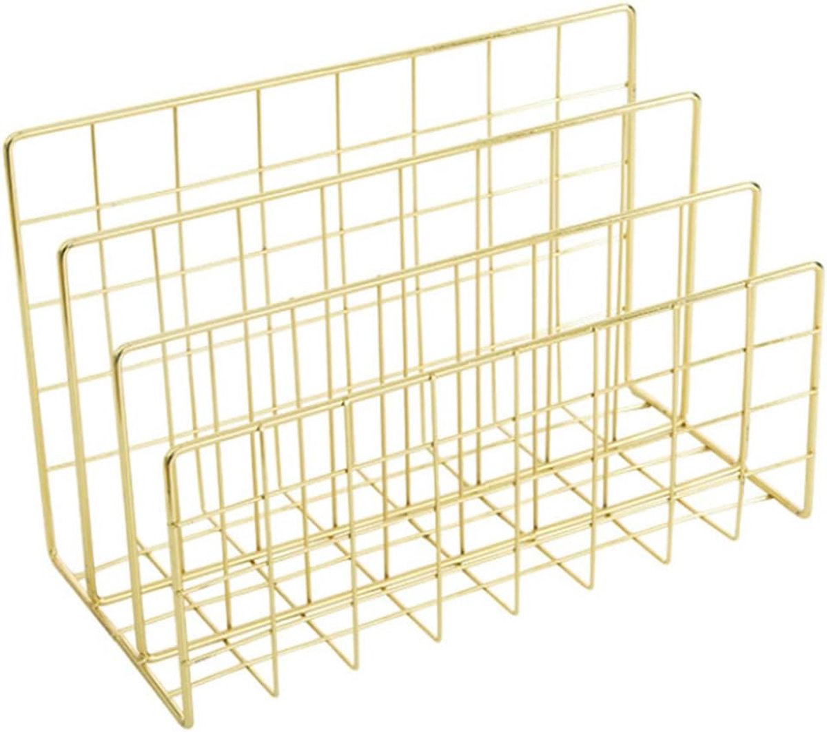 Brief Sorter, Brief Rekken Organizer Voor Mails Boeken Bestanden Brochures Postkaarten (3 Slot, Gouden)