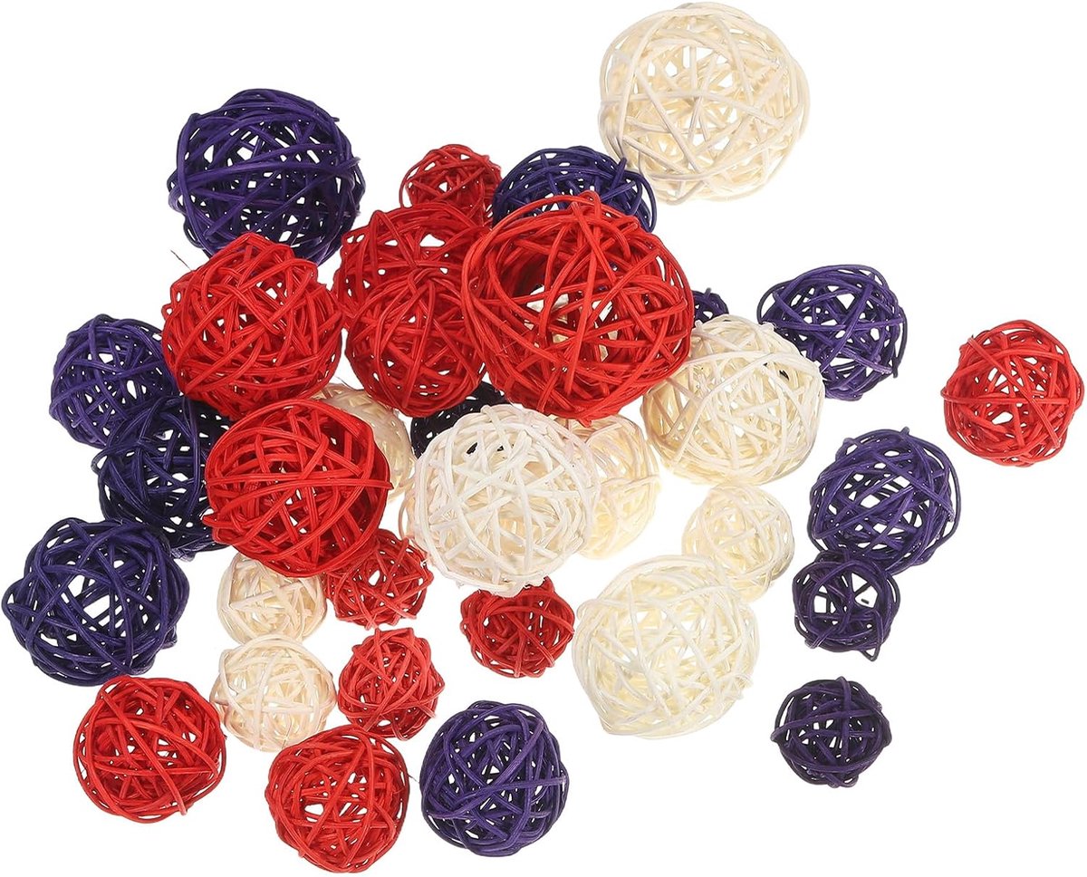 Ballen, 36 stuks decoratieve ballen voor centerpiece kommen, woondecoratie 4 maten (wit/rood/dieppaars/2,4", 2", 1,6", 1,2")