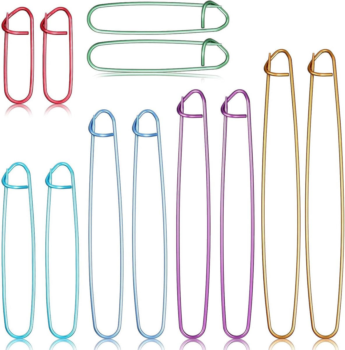 Steek Houder Set, 6 Maten Kleurrijke Zinklegering Garen Steek Houder Set Veelzijdige Haaknaalden Veiligheid Pins voor Dekens Sjaals Quilts Andere Breien Project Willekeurige Kleur
