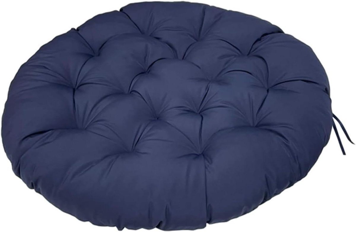Gestoffeerd Stoelkussen - Rond Zitkussen - Comfortabel Ontspannen - Waterdichte Polyesterstof - 90x90cm - Navy Blue