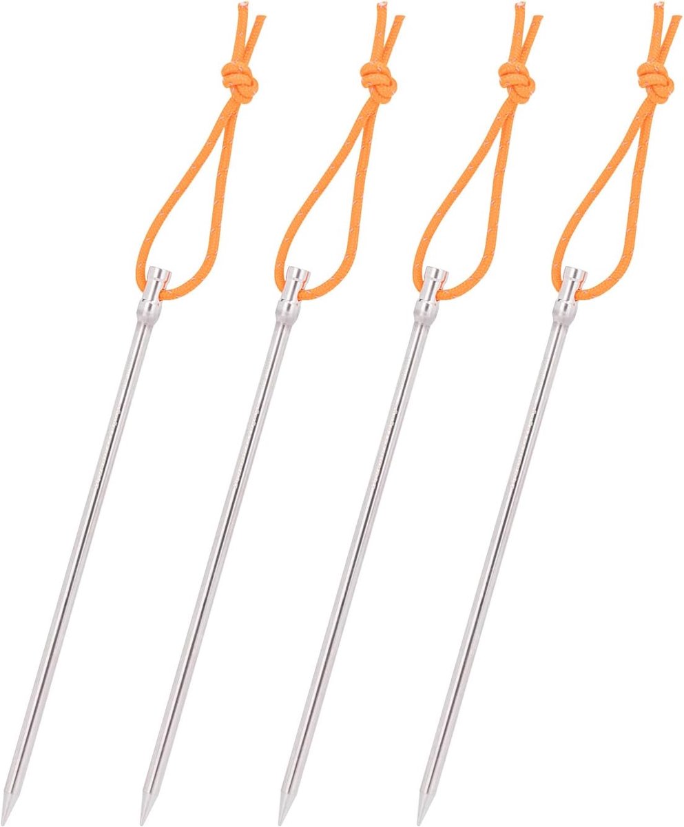 SnelShoppen - 4 Stuks Titanium Legering Tent Haringen 165mm Ultralichte Tentpinnen Stevige Tentnagels Voor Buiten Camping Partijen Tentaccessoires Met