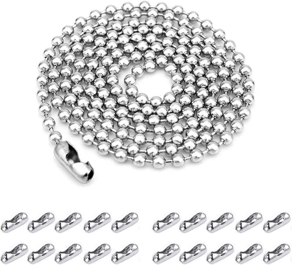 SnelShoppen - RVS Bal Chain Ketting 10 m Zilver met 20 Verbindingen voor Sieraden Maken - Duurzaam, Roestvrij, Lichtgewicht, 2.4 mm