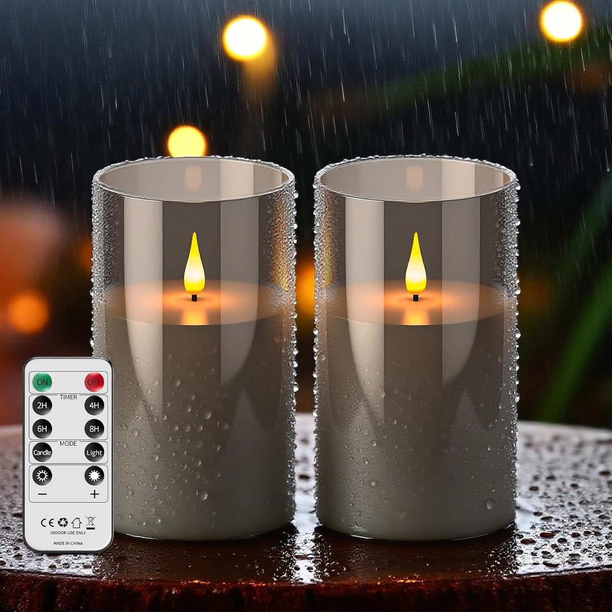 SnelShoppen - Set van 2 Waterdichte LED Kaarsen 17.5 x 10 cm - Flameless Buitenkaarsen met Afstandsbediening en Timer - Batterij Aangedreven Decoratie
