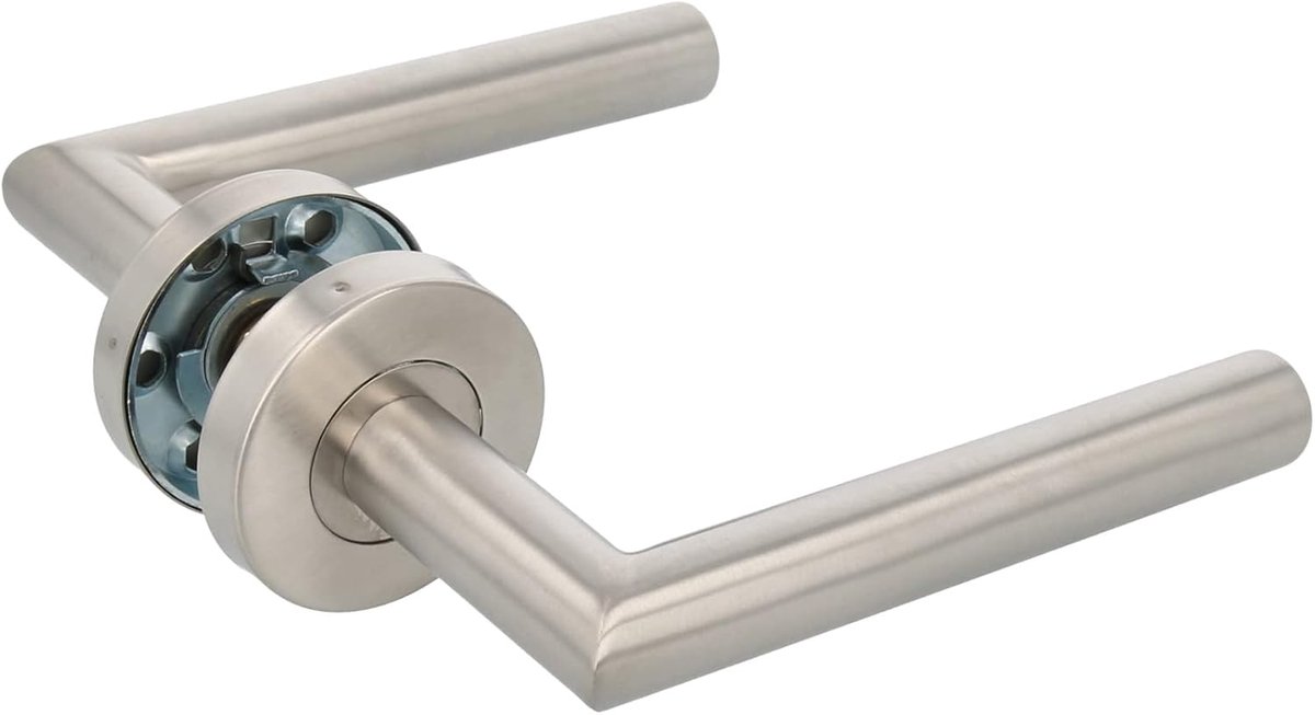 SnelShoppen - Deurgreepset met Rosette - 136 x Ø19 mm - 8 mm Vierkante Spindel - Eenvoudig en Elegant Design - Mat Zilver RVS - Voor Binnen en Buiten